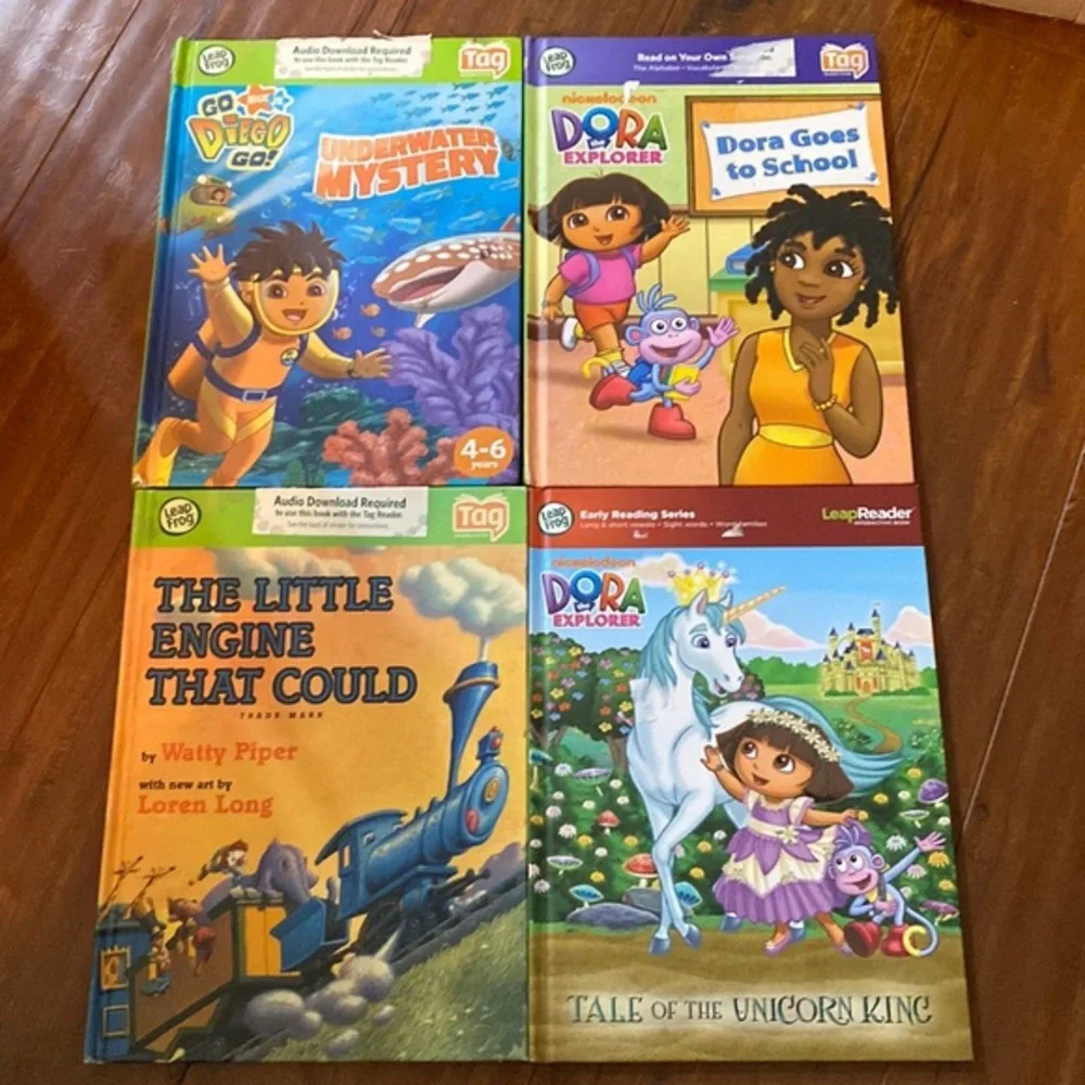 LeapFrog Tag Book Lot 4 Dora the Explorer Diego Little Engine Interactive Reader